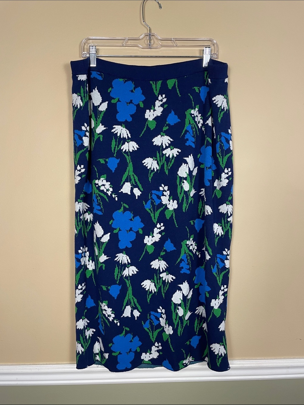 Kate Spade x Target Women’s Floral Print Knit Blue Green Cream Midi Skirt